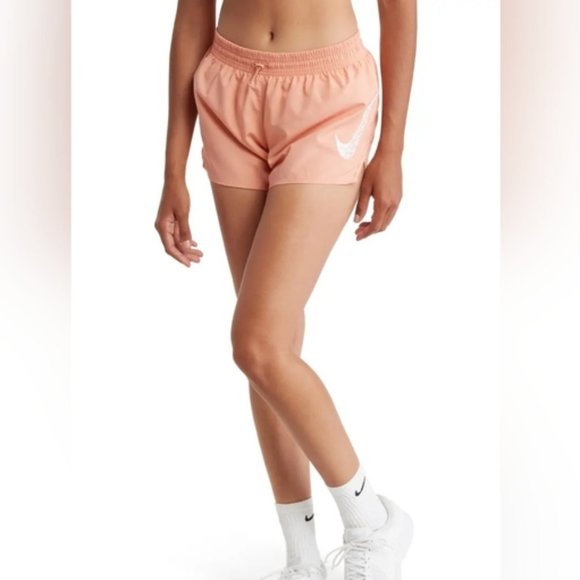 Nike DRI-FIT Swoosh Run Mid-Rise Brief Lined Running Shorts / Madder Root - Picture 1 of 10